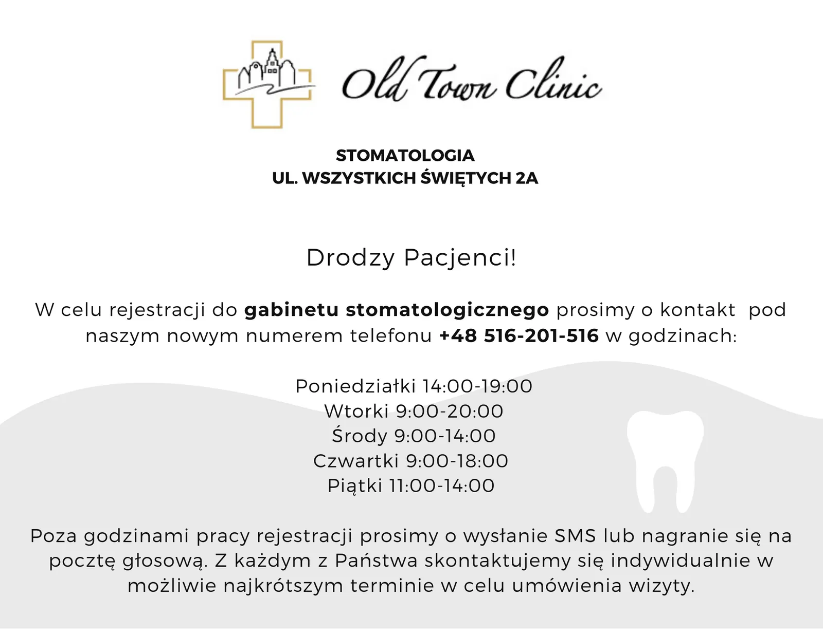 Rejestracja do gabinetu stomatologicznego pod nowym numerem telefonu